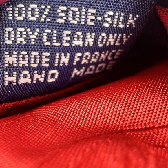 FACONNABLE Men’s Neck Tie Hand Made 100% Silk France Geometric Navy Red Wedding - Picture 7 of 11